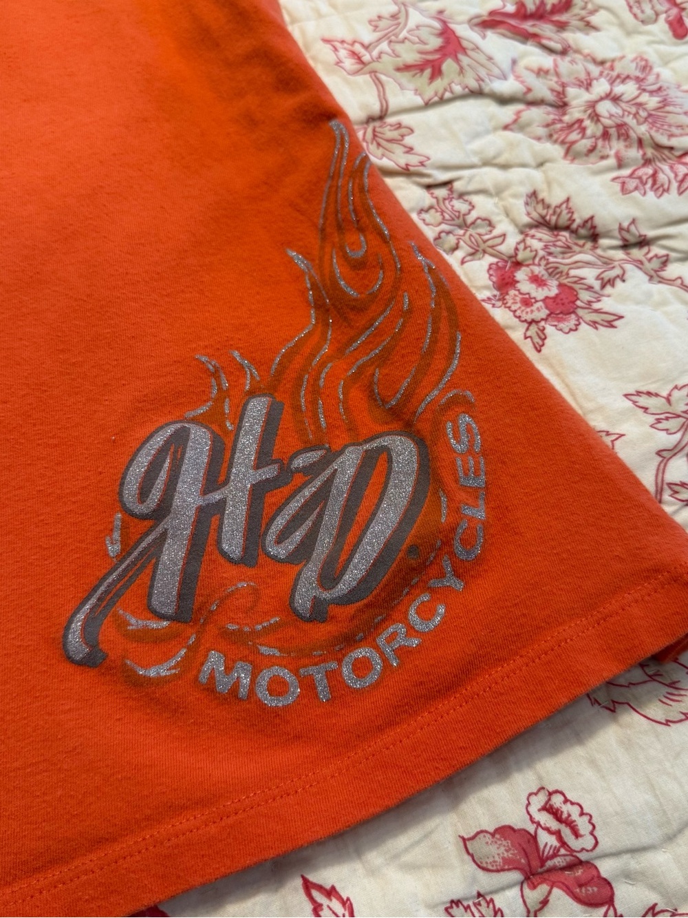 Y2K 2000s Adorable Harley-Davidson Orange Logo Spaghetti-Strap Camisole - Picture 4 of 9